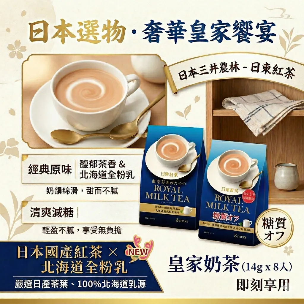 【現貨】【日本製🇯🇵 】三井農林 日東紅茶 皇家奶茶經典 14g×8入｜獨立包裝，外出上班、旅行露營皆方便沖泡